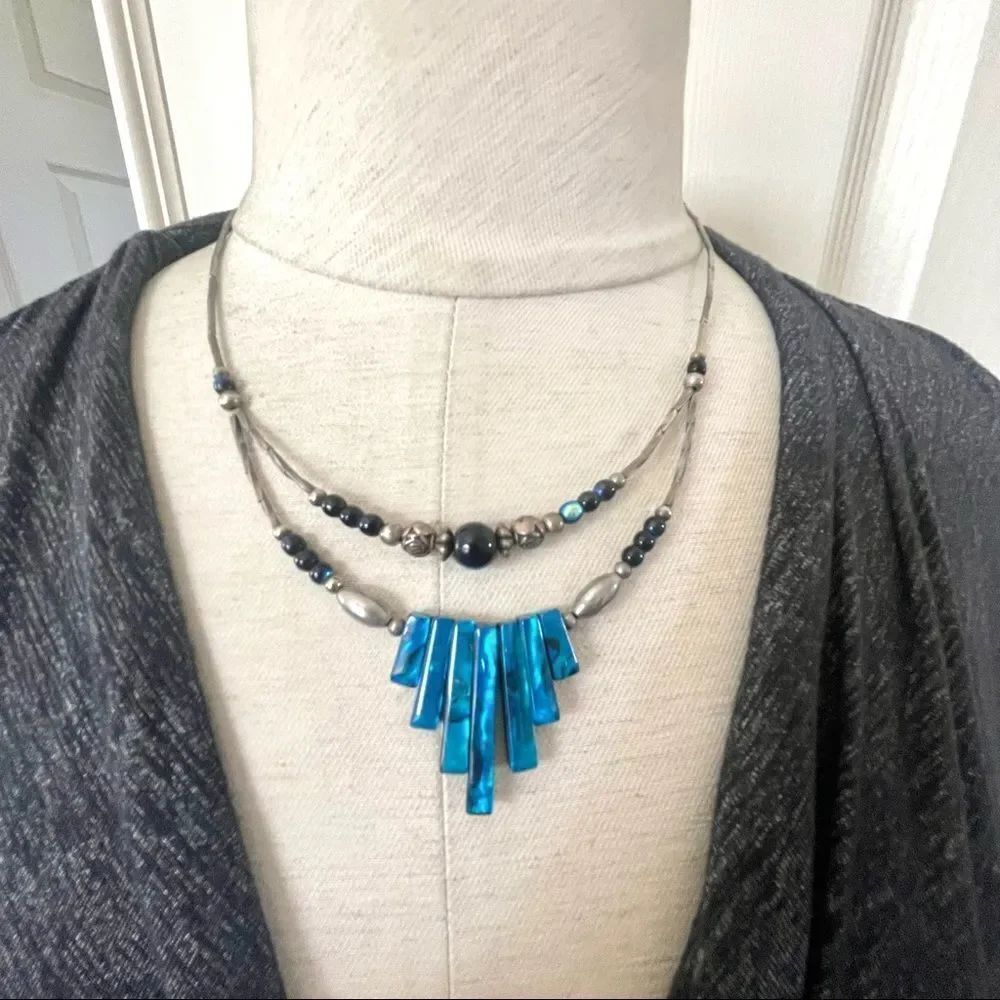 Silver toneย doubleโstrandโreversibleโnecklace